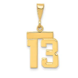 14k yellow gold small polished number 13 charm