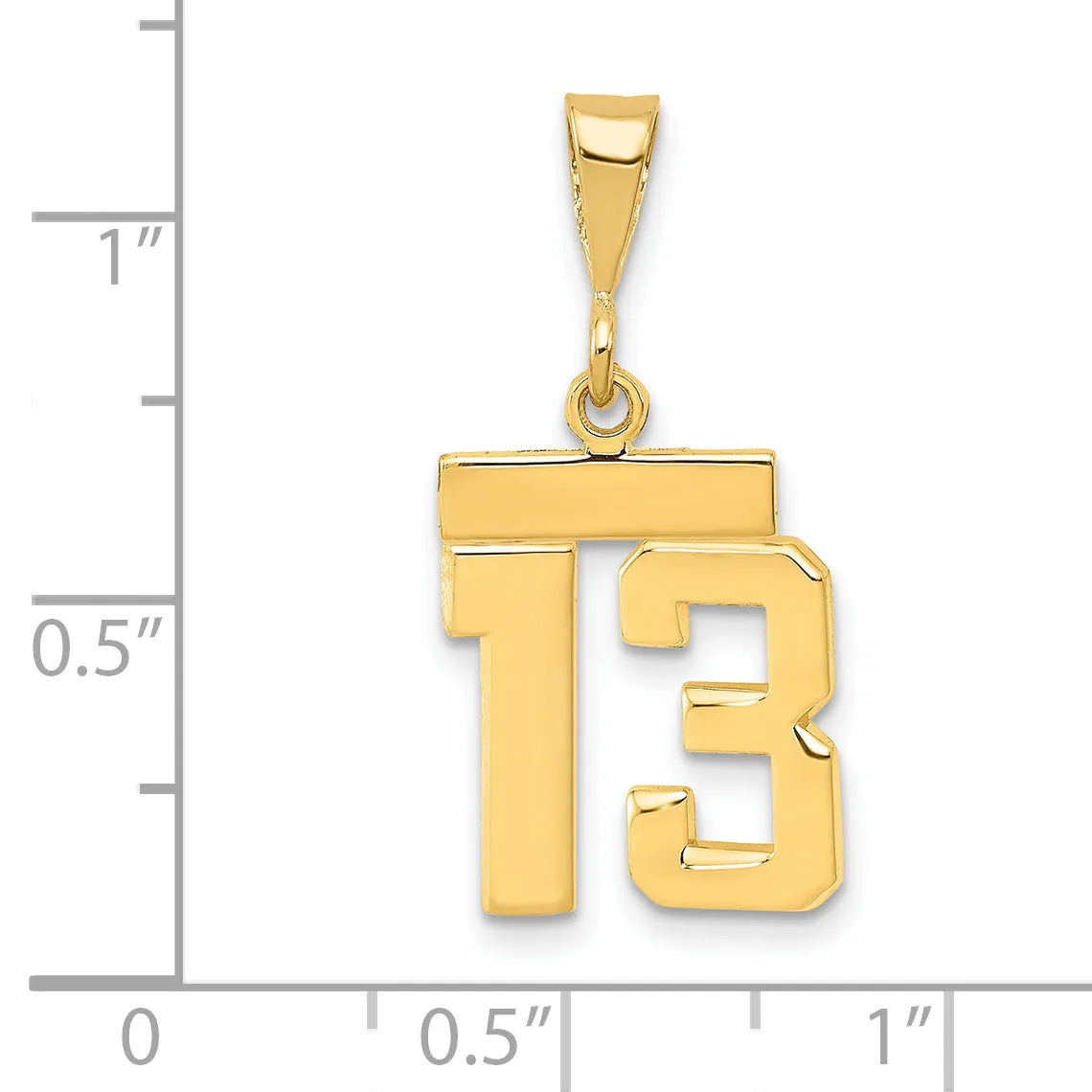14k yellow gold small polished number 13 charm