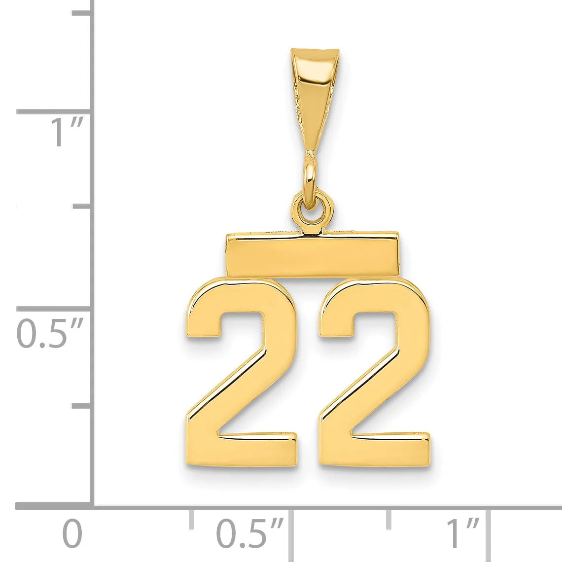14k yellow gold small polished number 22 charm
