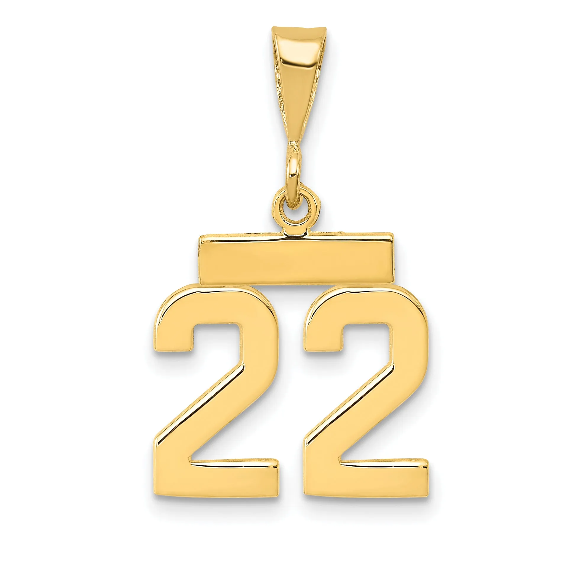 14k yellow gold small polished number 22 charm