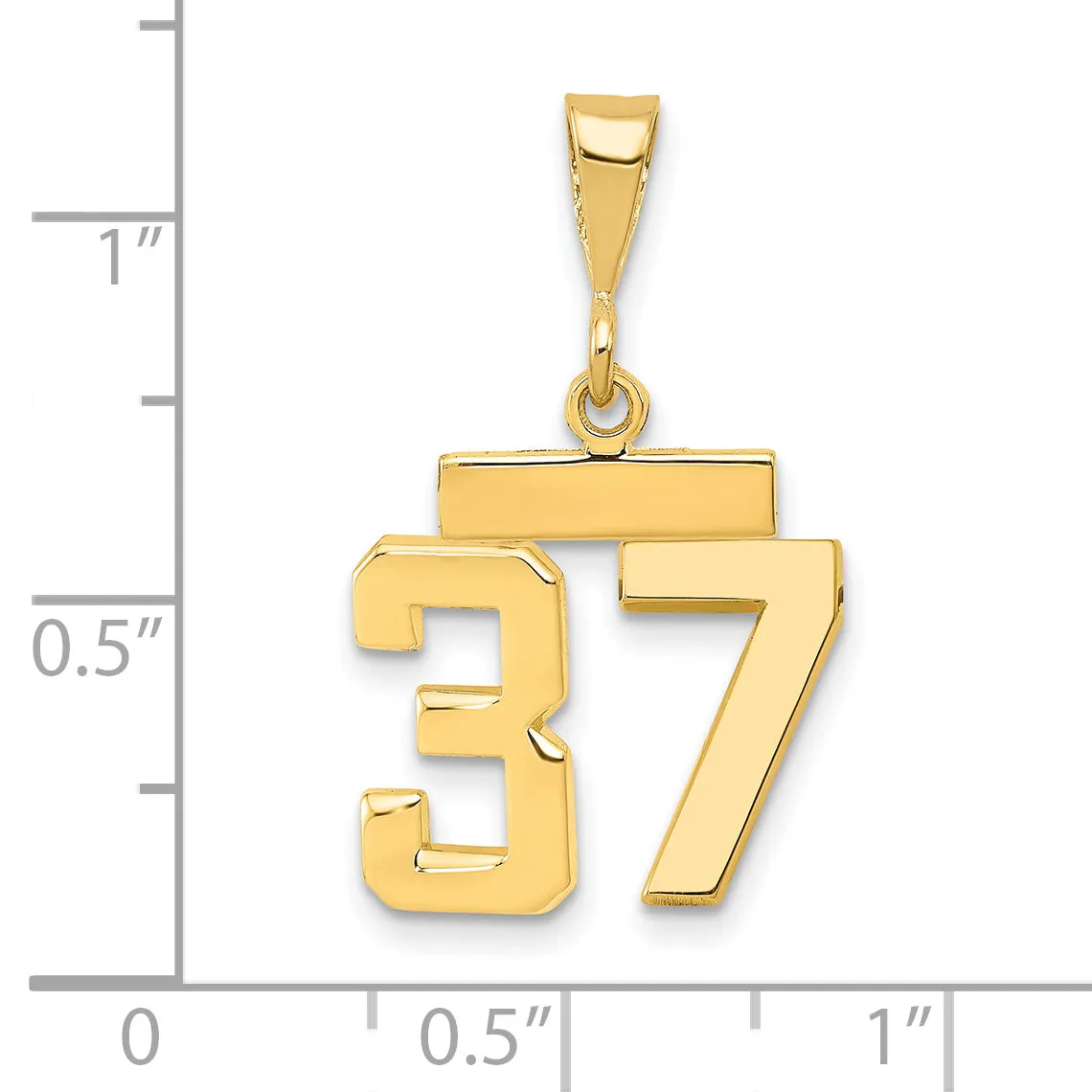 14k yellow gold small polished number 37 charm