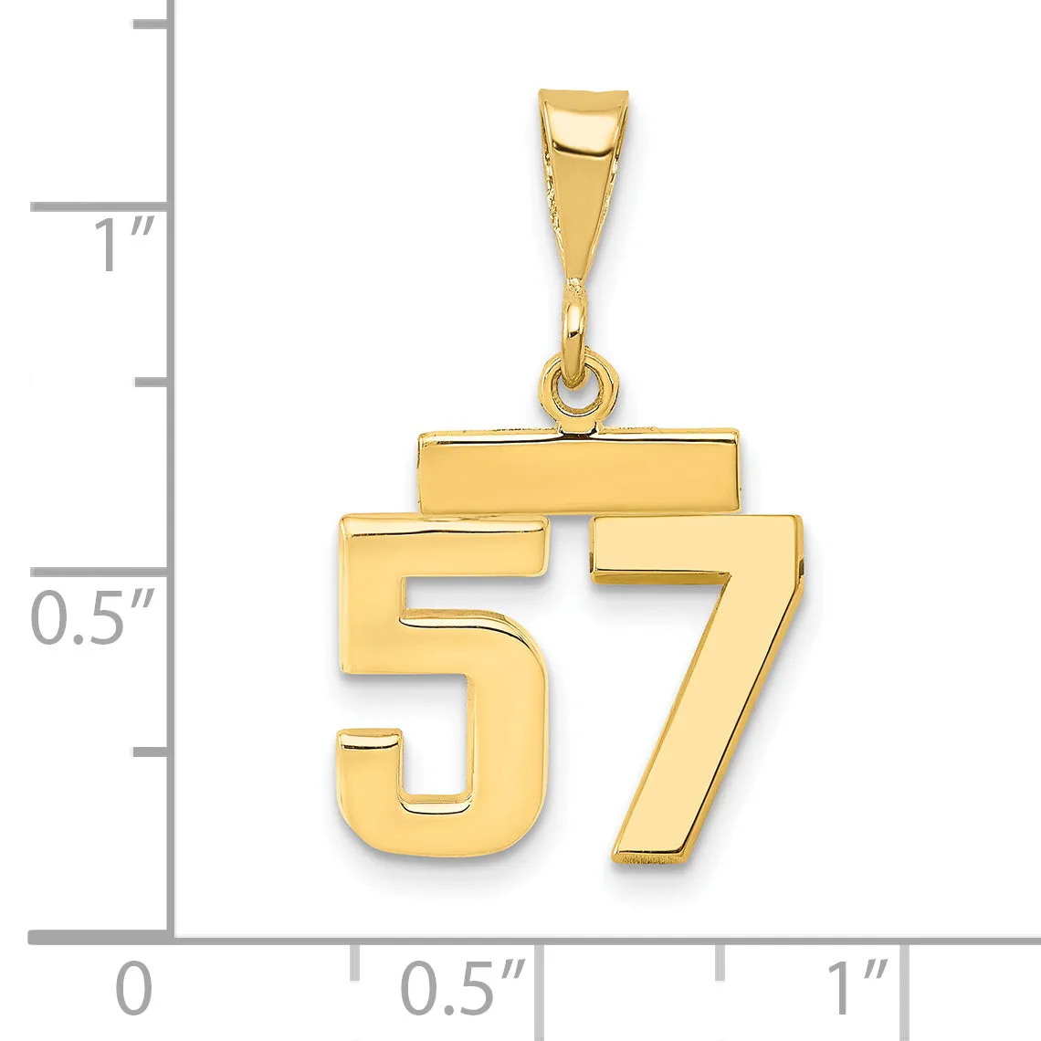 14k yellow gold small polished number 57 charm