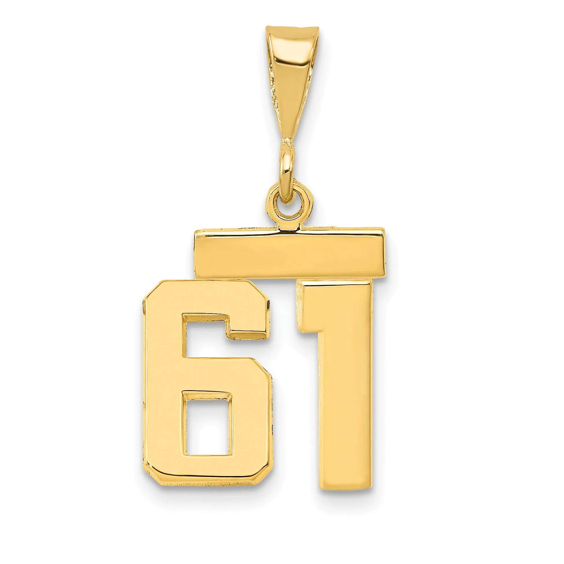 14k yellow gold small polished number 61 charm