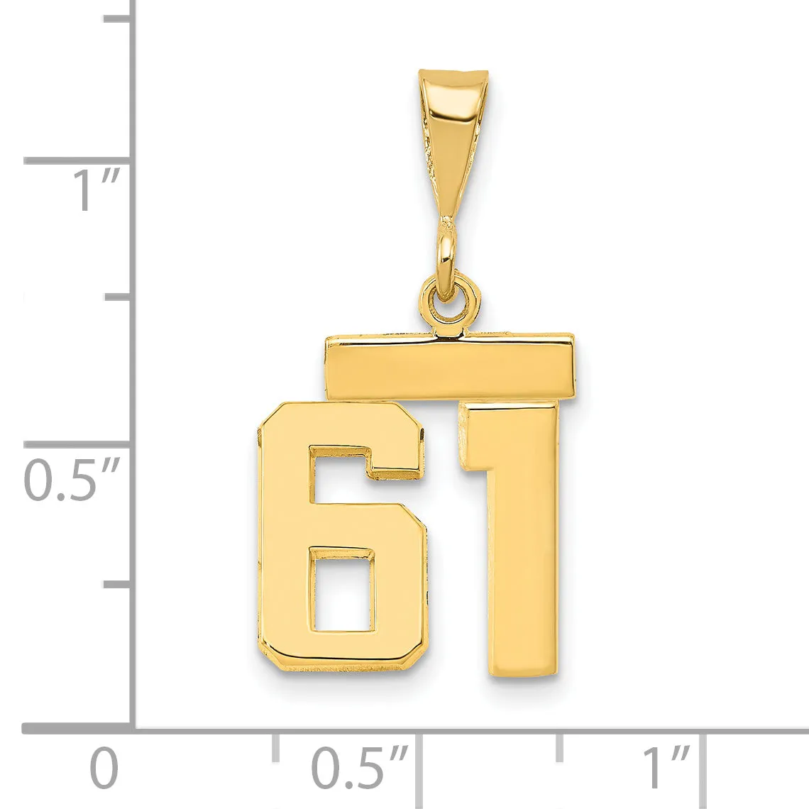 14k yellow gold small polished number 61 charm