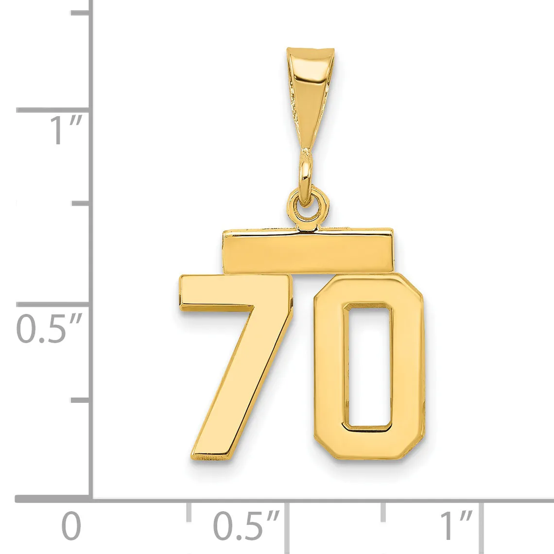 14k yellow gold small polished number 70 charm
