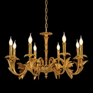 33X20 Inch 8 Lights Baroque Style European Antique Copper Chandelier