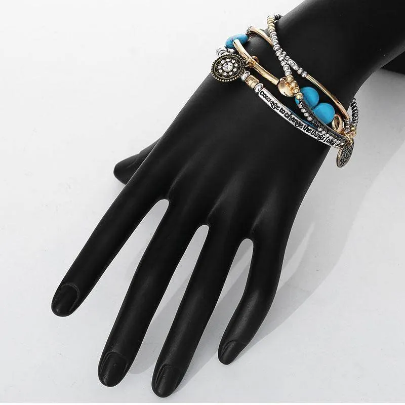 4Pcs/Set Europe America Vintage Fashion Multilayer Beads