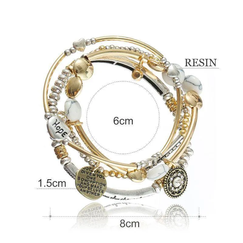 4Pcs/Set Europe America Vintage Fashion Multilayer Beads