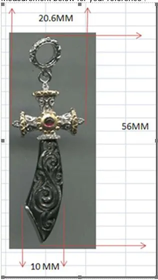 50% non-refundable deposit,18K white and yellow gold black MOP dagger enchancer charm(openning bail) with diamond and pink tourmaline