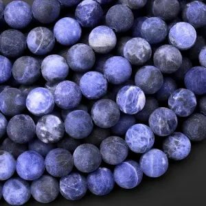 A Grade Matte Natural Blue Sodalite 4mm 6mm 8mm 10mm Round Beads 15.5" Strand