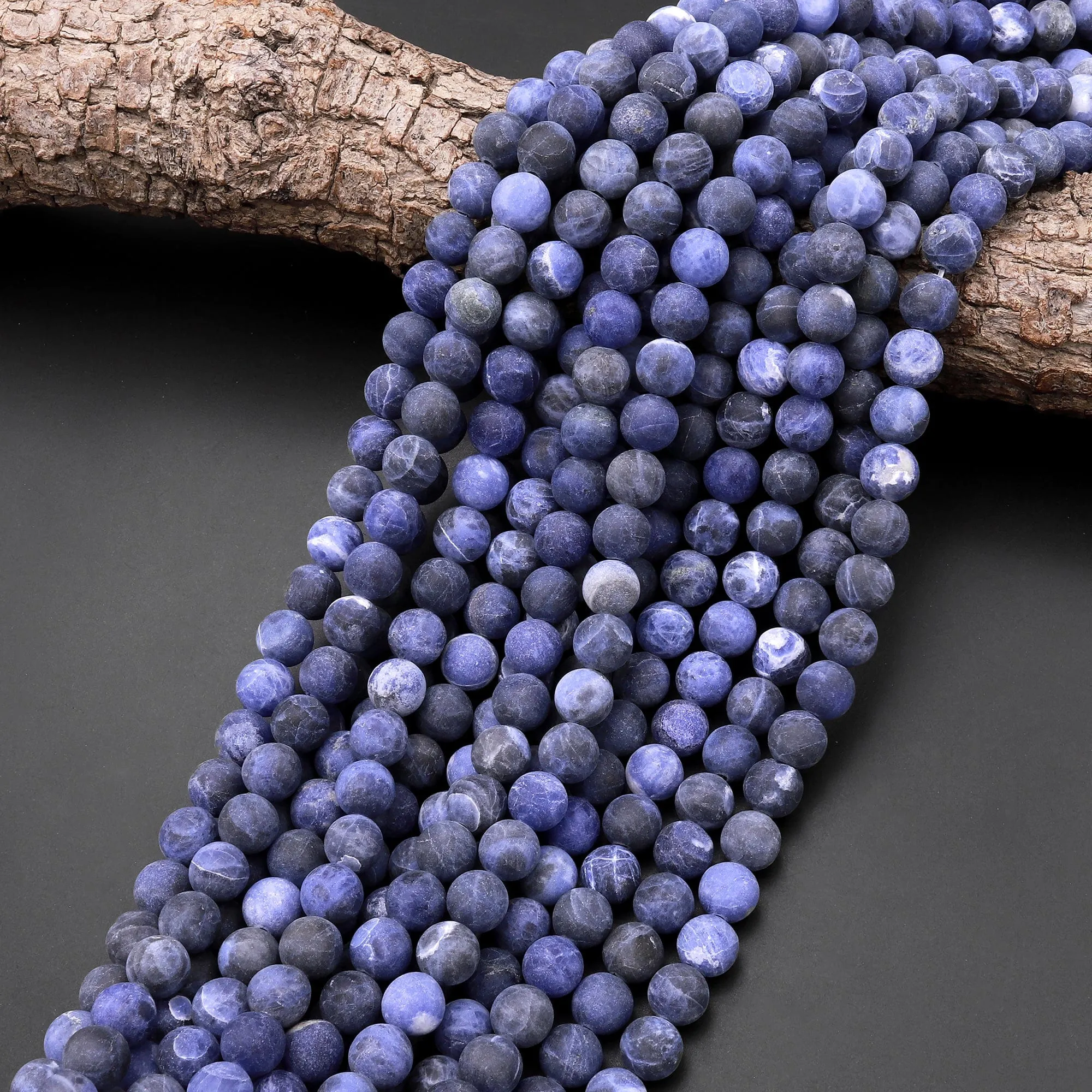 A Grade Matte Natural Blue Sodalite 4mm 6mm 8mm 10mm Round Beads 15.5" Strand