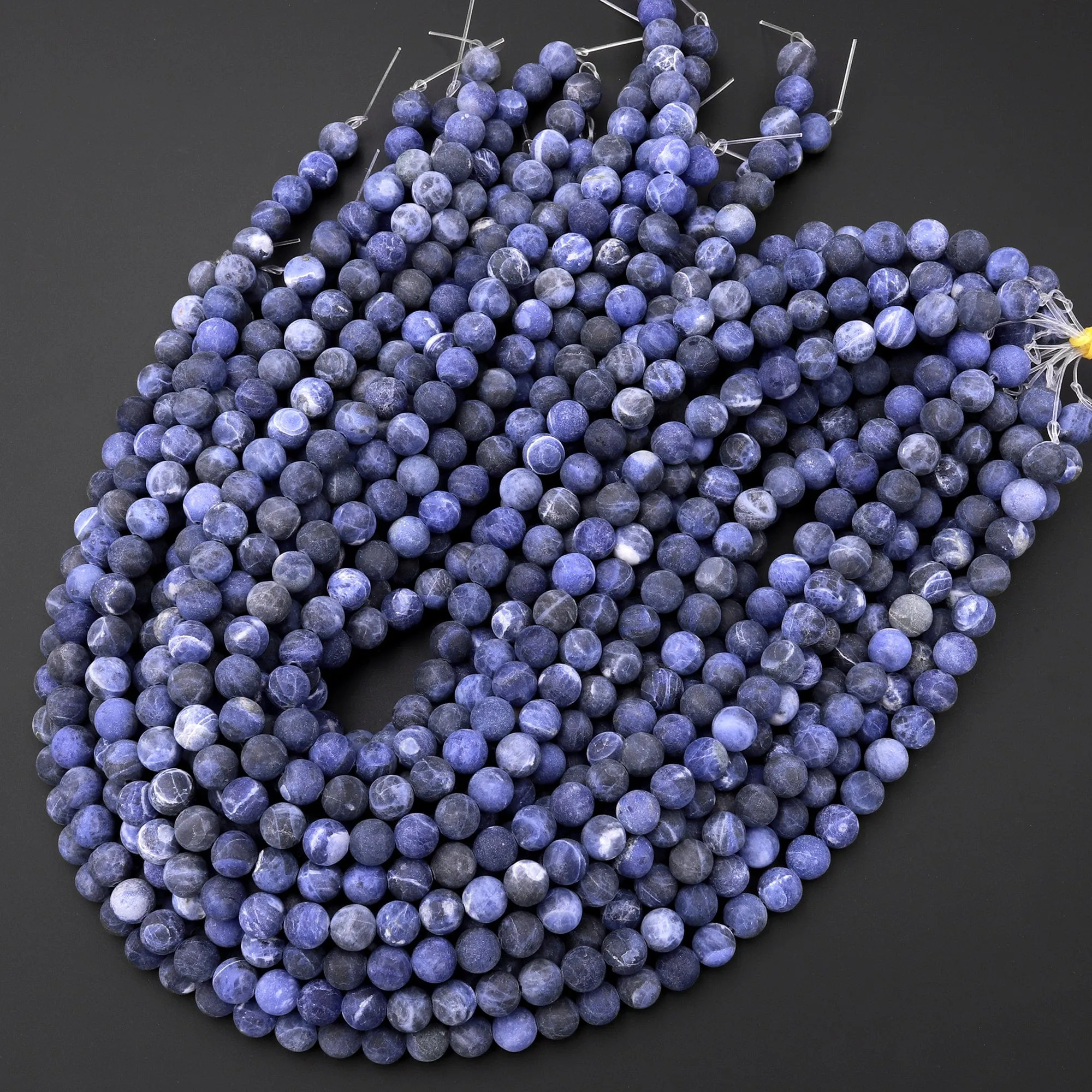 A Grade Matte Natural Blue Sodalite 4mm 6mm 8mm 10mm Round Beads 15.5" Strand