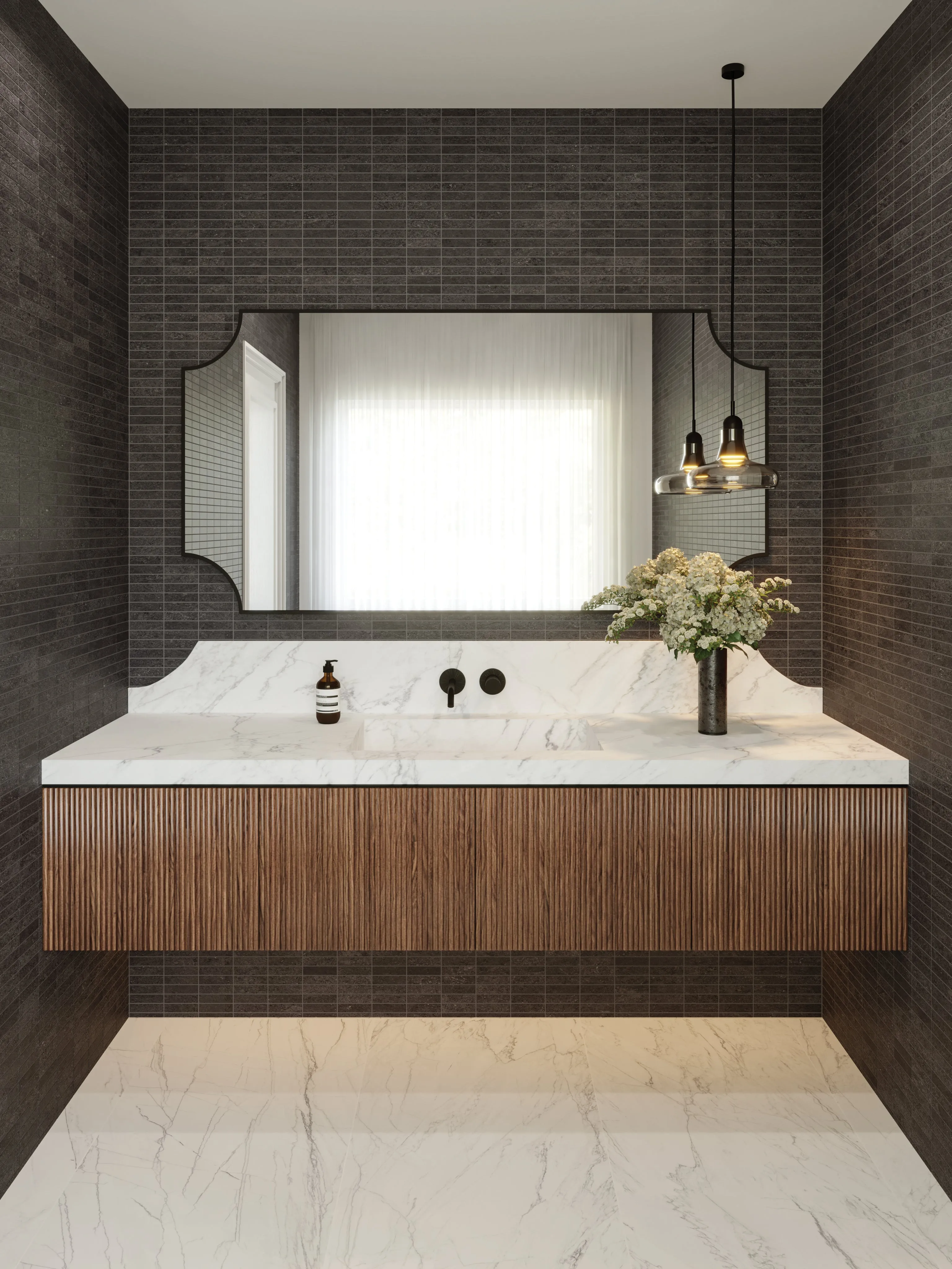Adeline 1x4 Matte Porcelain Mosaic Tile in Midnight