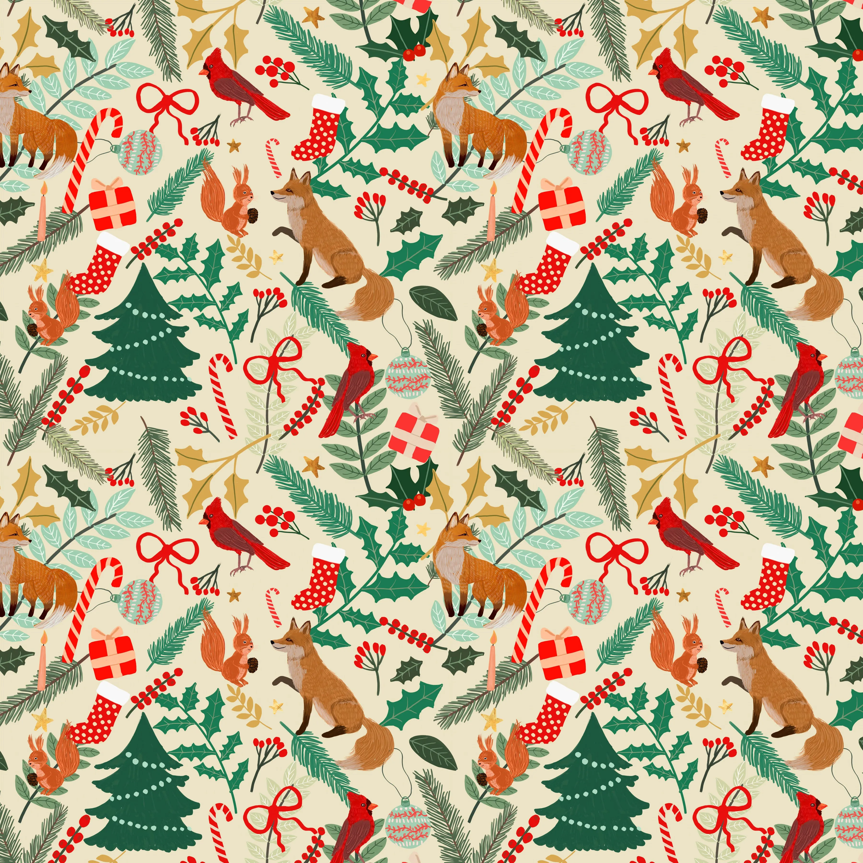 Christmas Spirit | Forest Evening - Cream by Mia Charro for Free Spirit | PWMC071.XCREAM