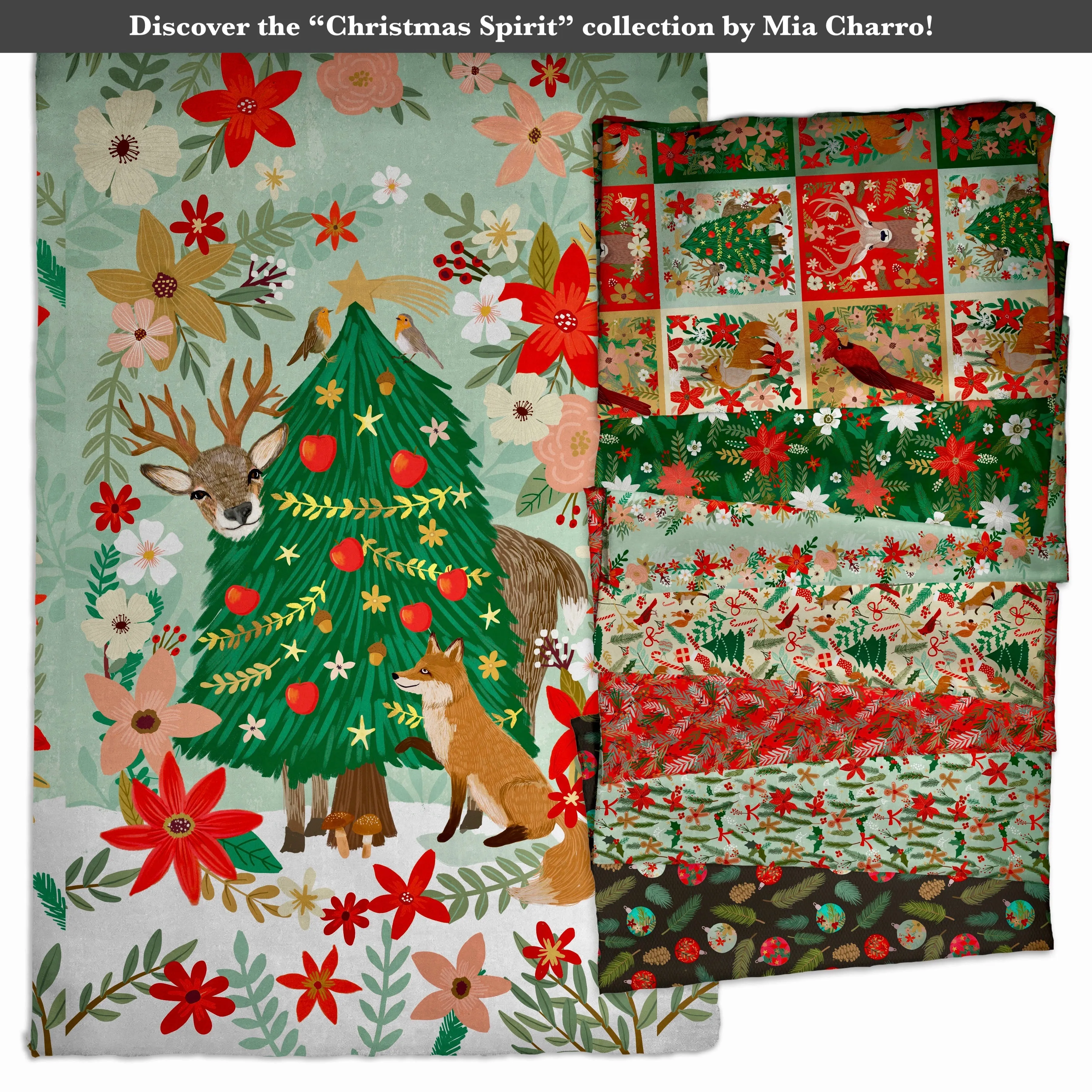 Christmas Spirit | Happy Eve - Charcoal by Mia Charro for Free Spirit | PWMC073.XCHARCOAL