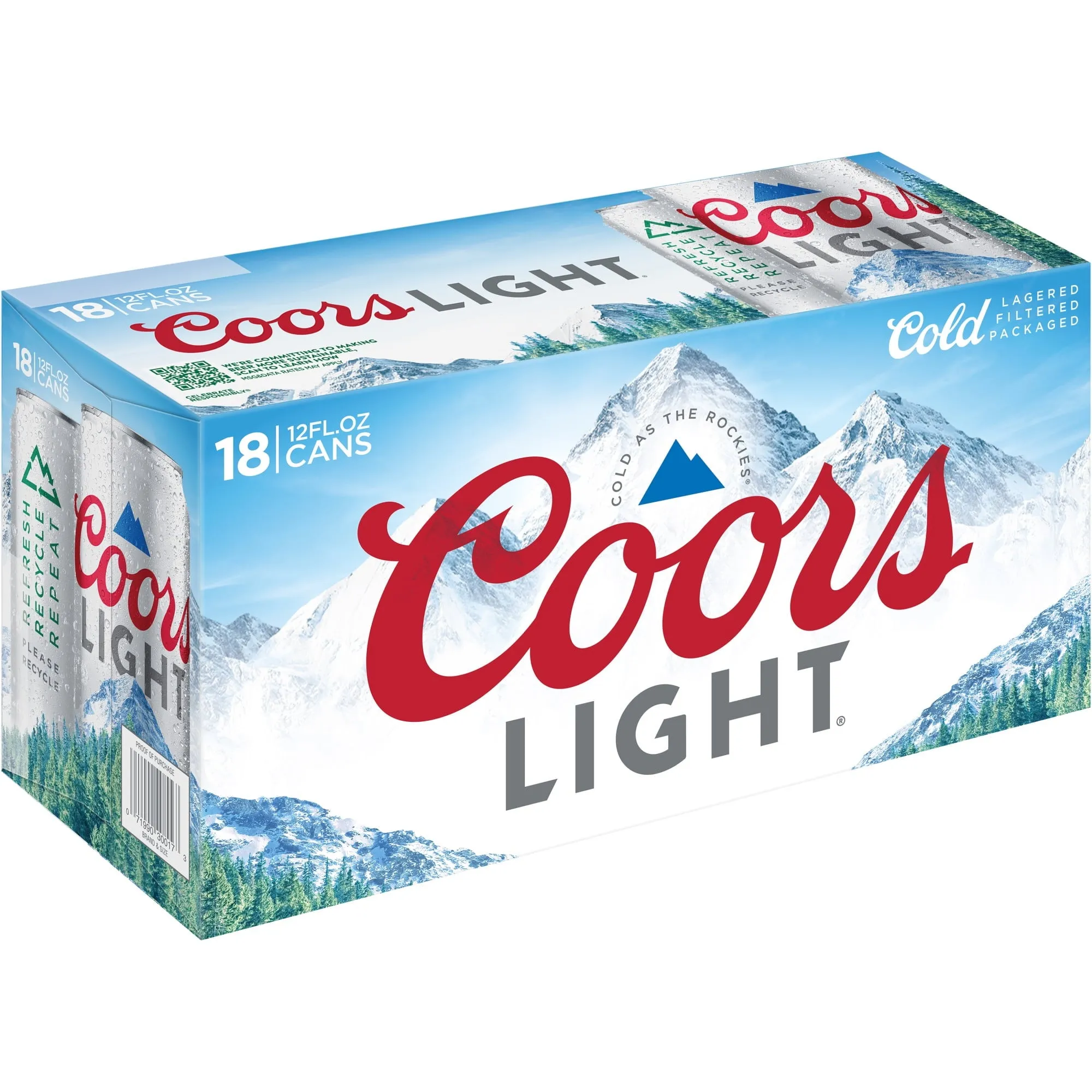 Coors Light Lager Beer, 18 Pack, 12 fl oz Cans, 4.2% ABV