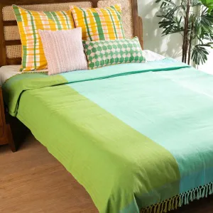 Cotton Bedcover | Woven | Green | 91 x 106 inch