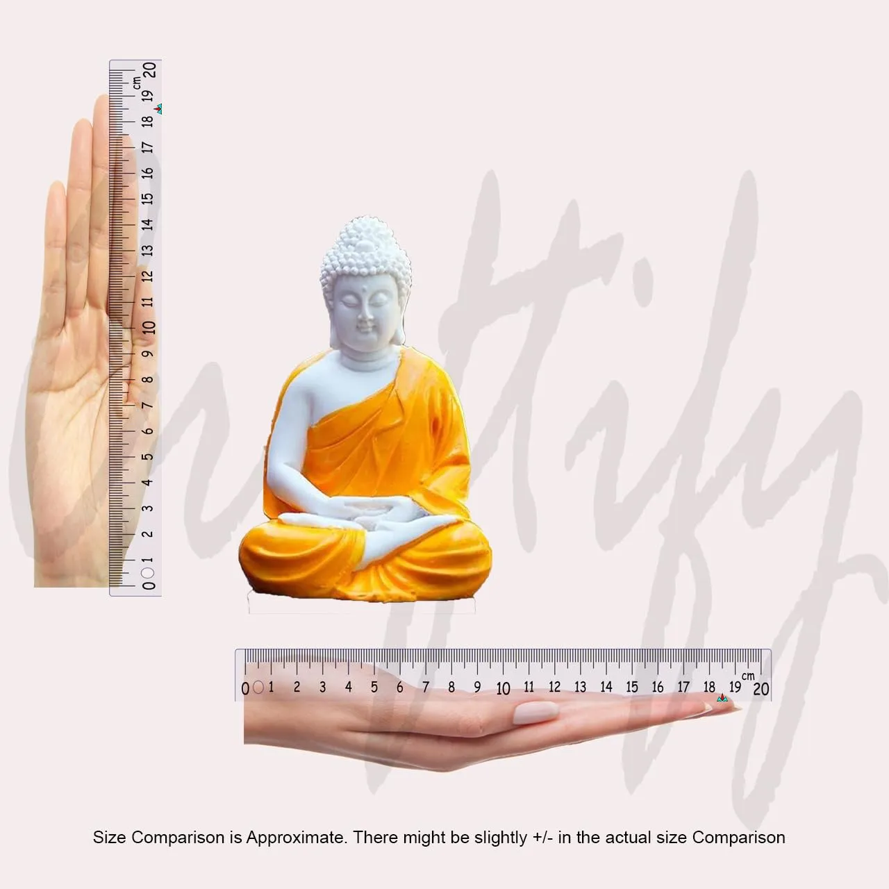 CRAFTIFY Small Size Orange Meditating Buddha Premium Rare Handcrafted Polyresin Meditation/Dhyan Orange Buddha Statue Lord Figurine/Idol (Orange, 5.5-inch)