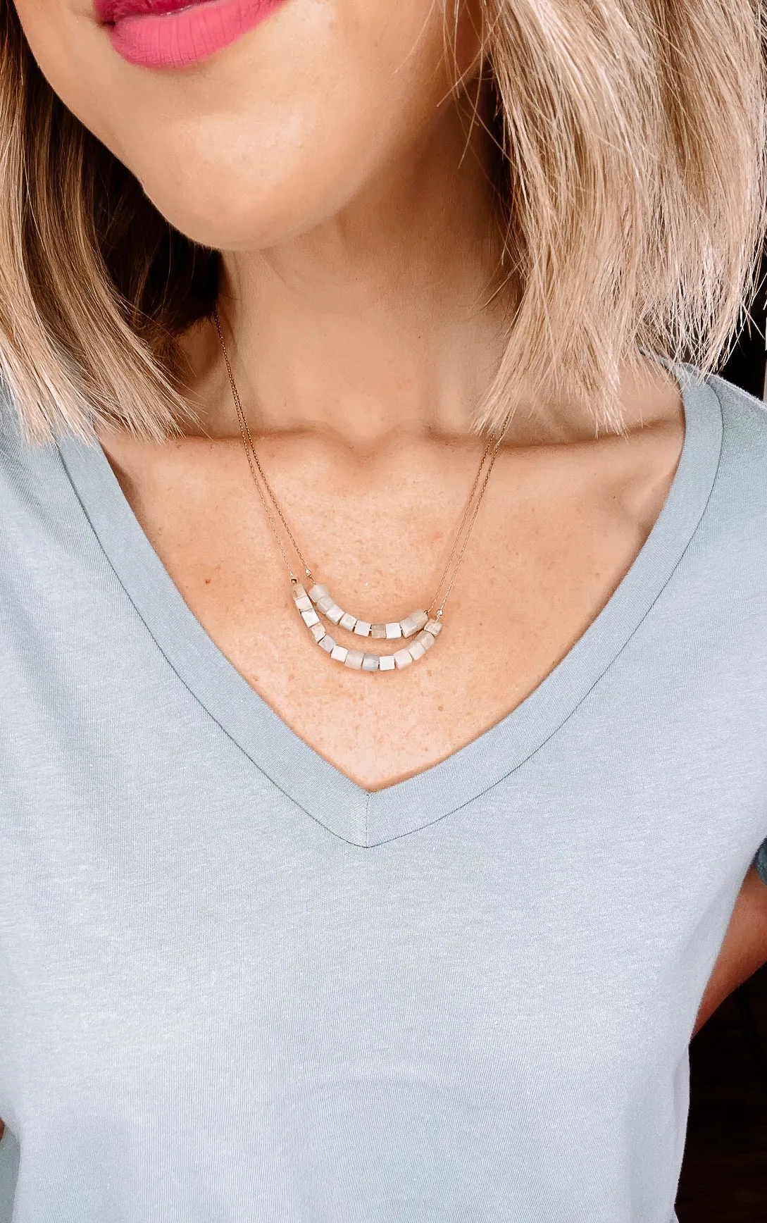Double Layer Natural Stone Necklace