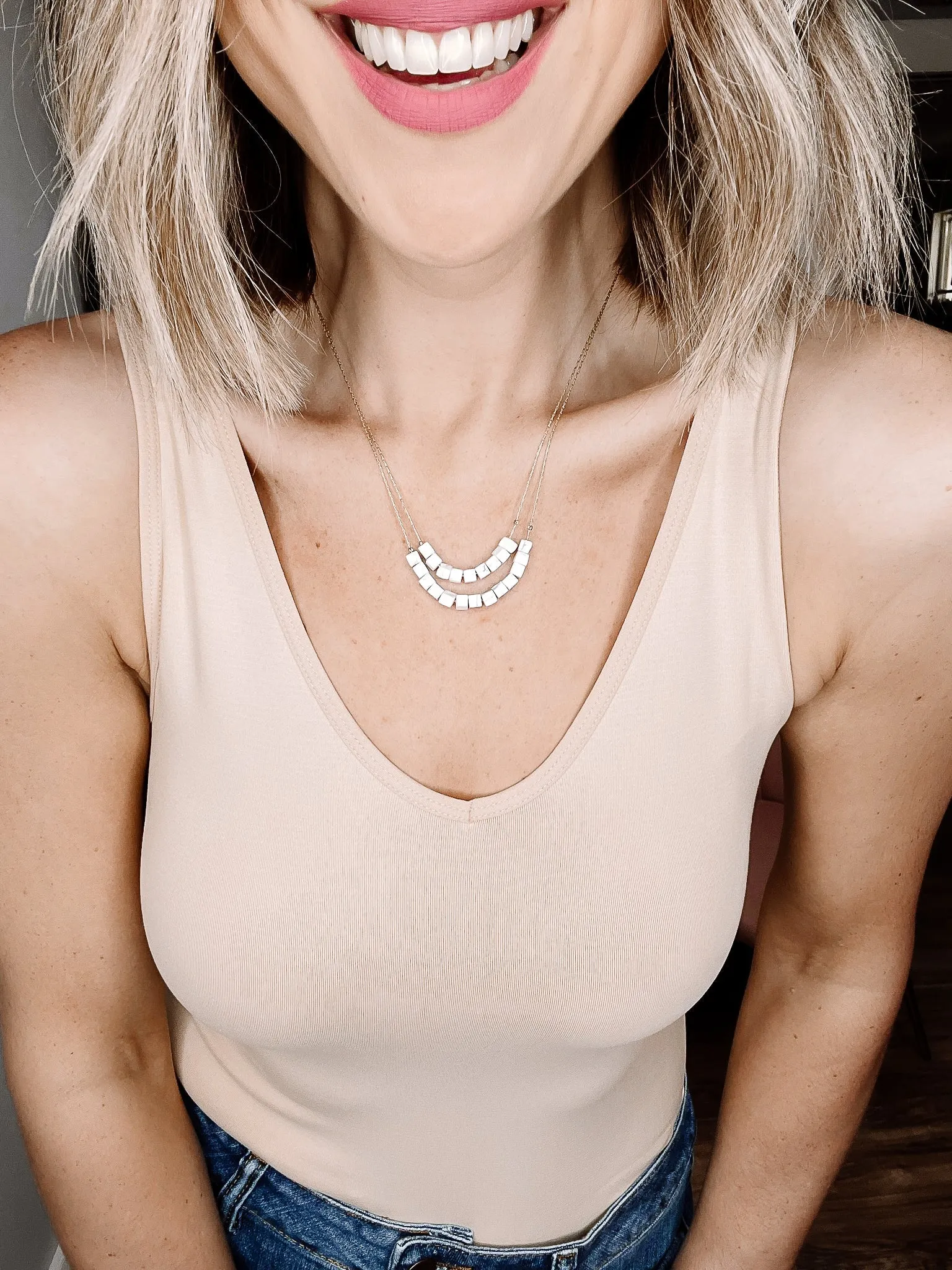 Double Layer Natural Stone Necklace