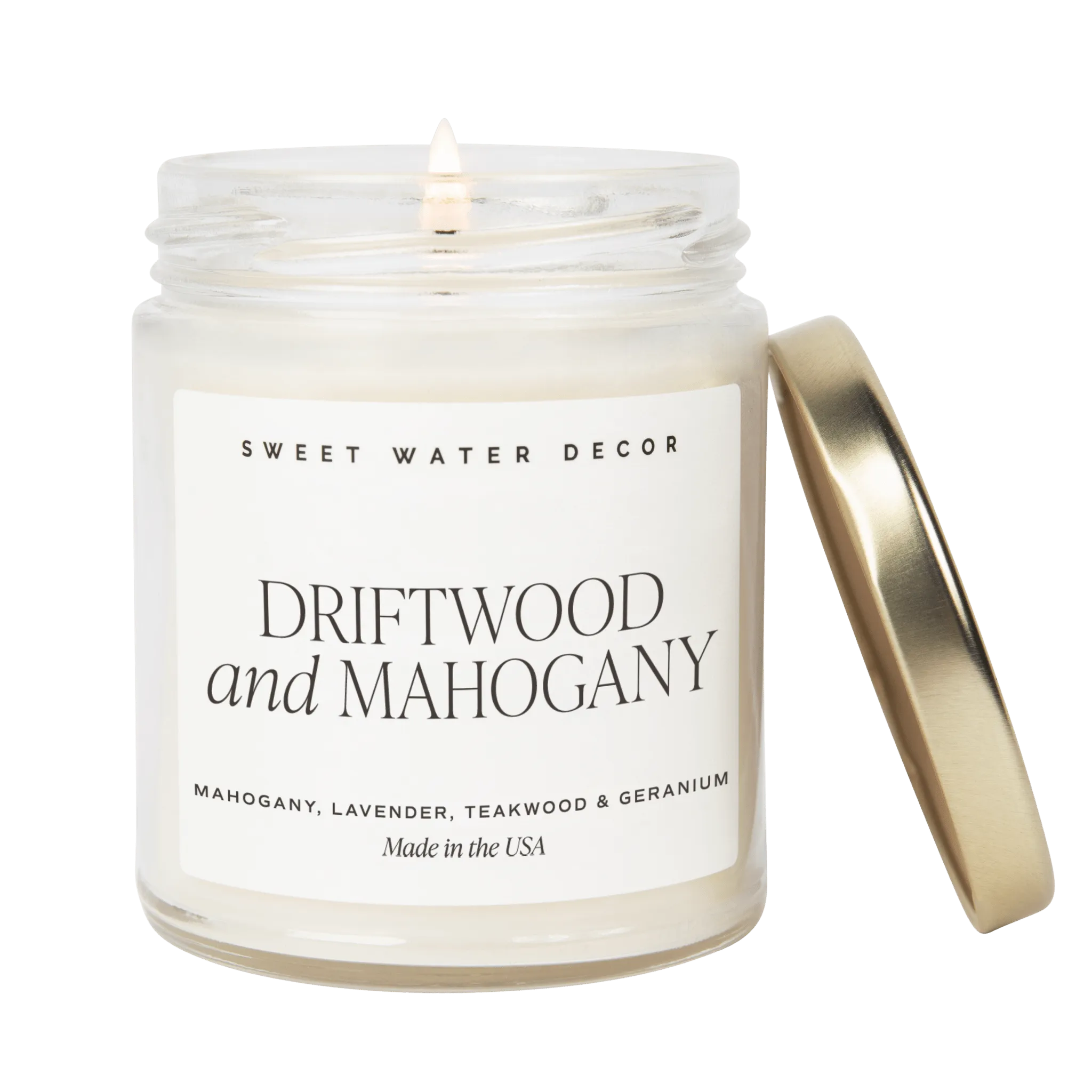Driftwood and Mahogany Soy Candle - Clear Jar - 9 oz