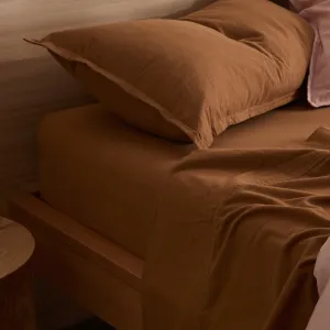 Frankie Flannelette - Terracotta Fitted Sheet