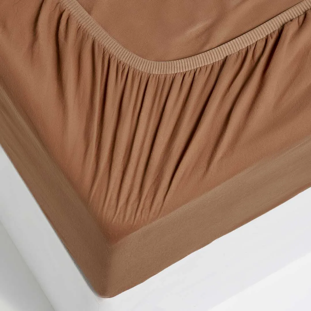 Frankie Flannelette - Terracotta Fitted Sheet