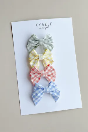 Handmade Romantic Gingham Hair Clips Set of 4