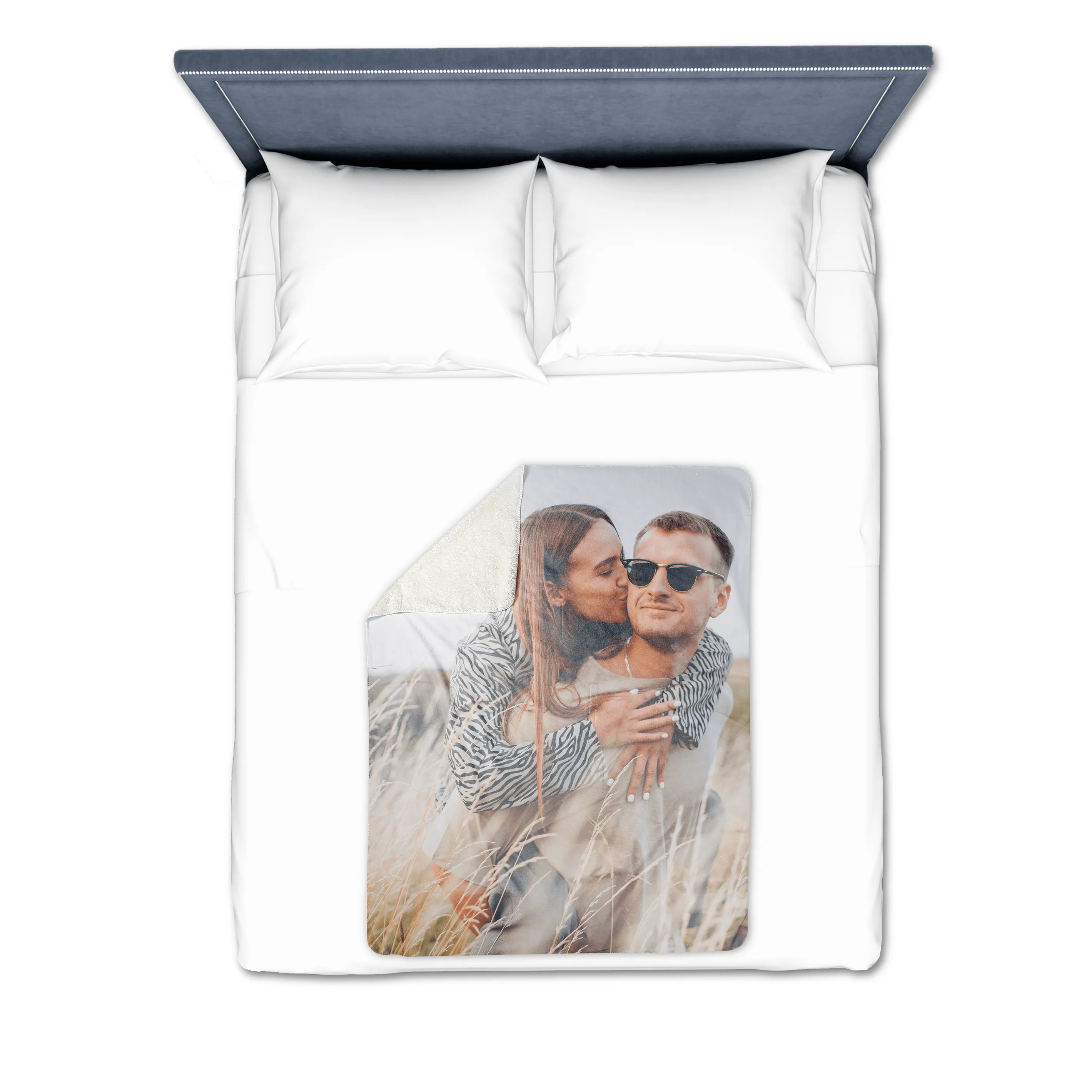 Heart Monogram Collage Premium Fleece Photo Blanket