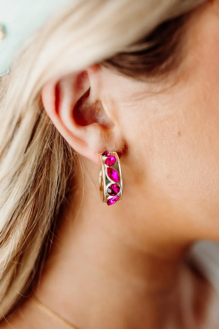 Hot Pink Camryn Huggie Hoop