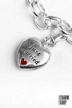 Just Married Heart Dangle Charm
