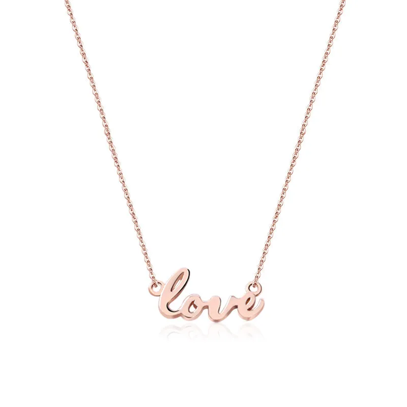 LOVE Alphabet Pendant Silver Necklace