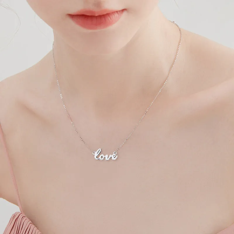 LOVE Alphabet Pendant Silver Necklace