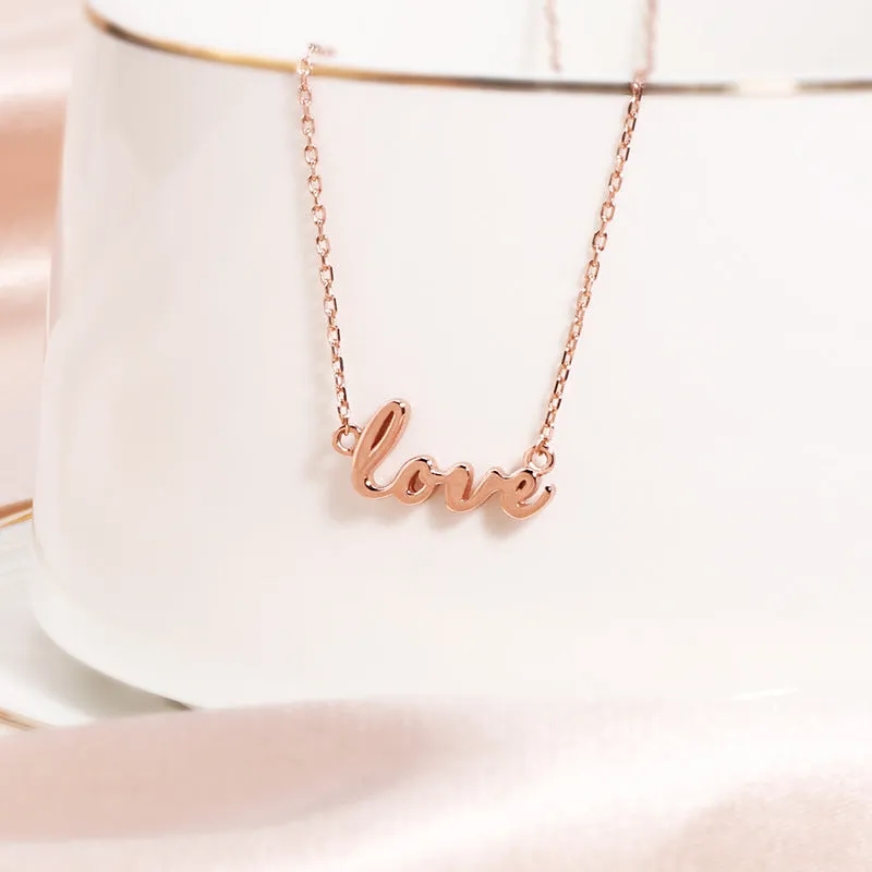 LOVE Alphabet Pendant Silver Necklace