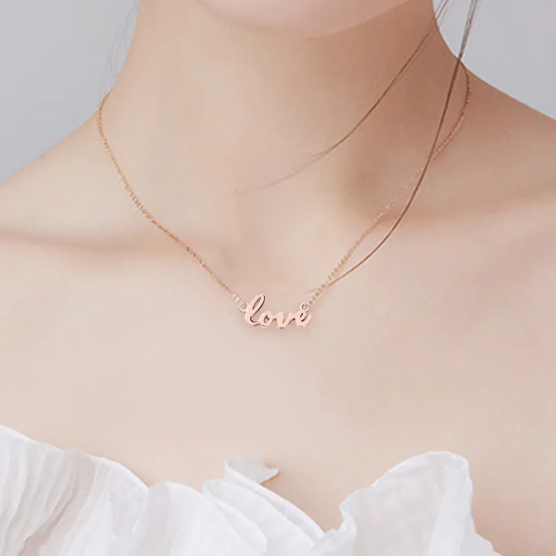 LOVE Alphabet Pendant Silver Necklace
