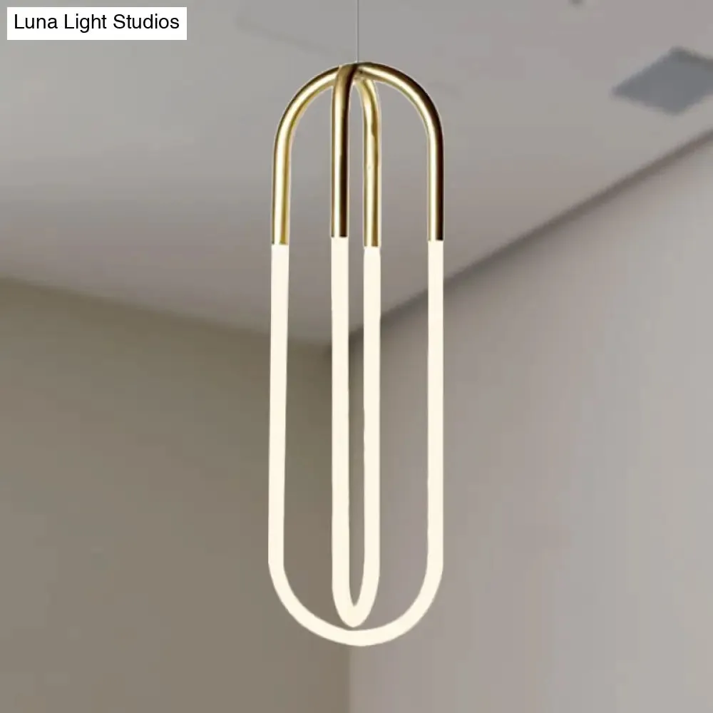 Maria - Oval Acrylic Drop Pendant Gold Hanging Ceiling Light