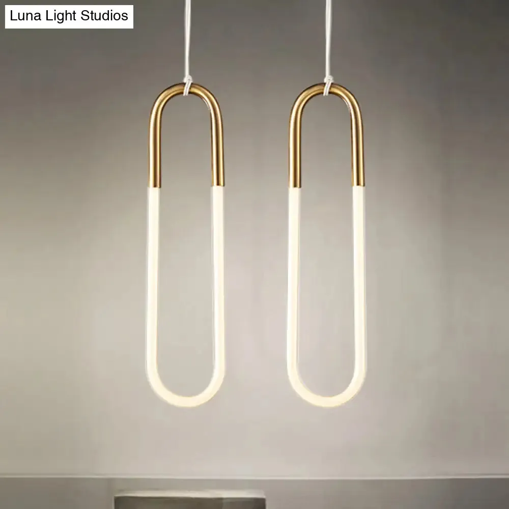 Maria - Oval Acrylic Drop Pendant Gold Hanging Ceiling Light