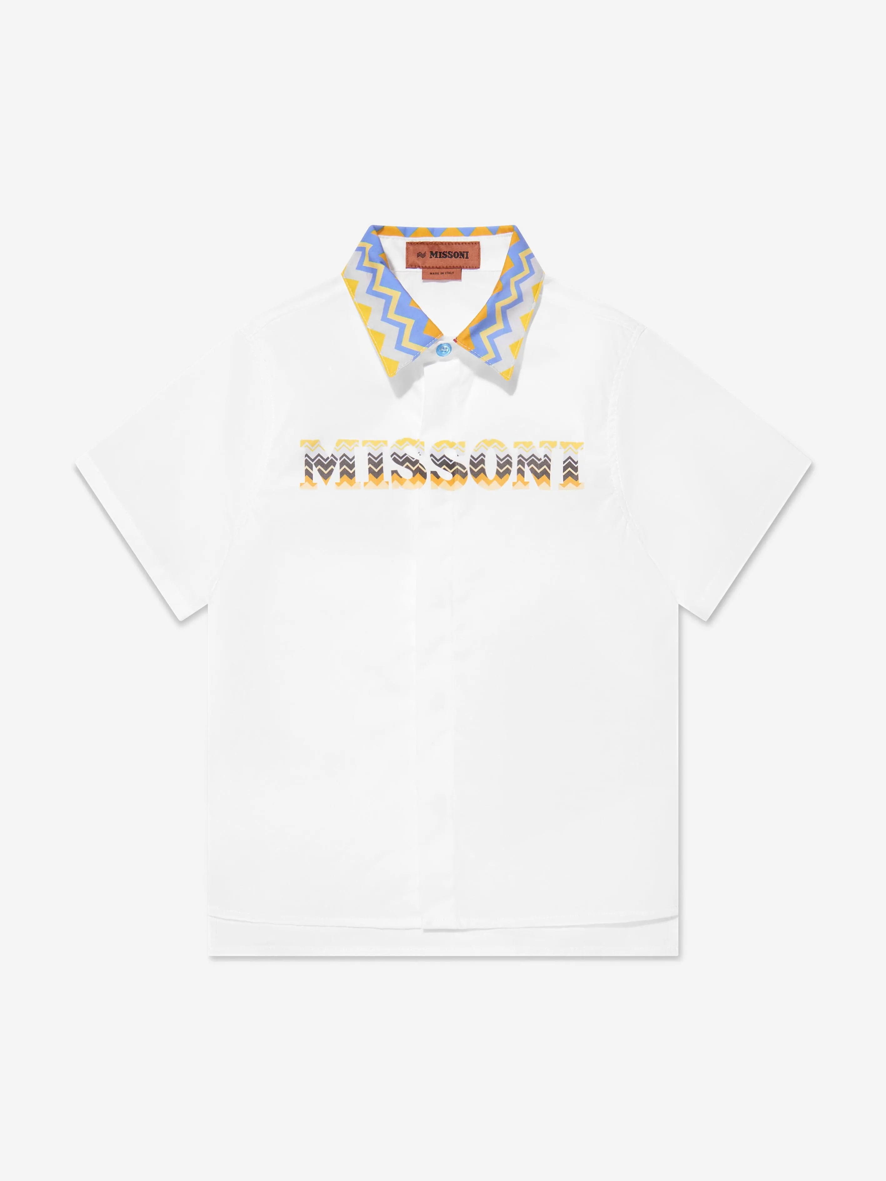 Missoni Boys Short Sleeve Logo Shirt in White