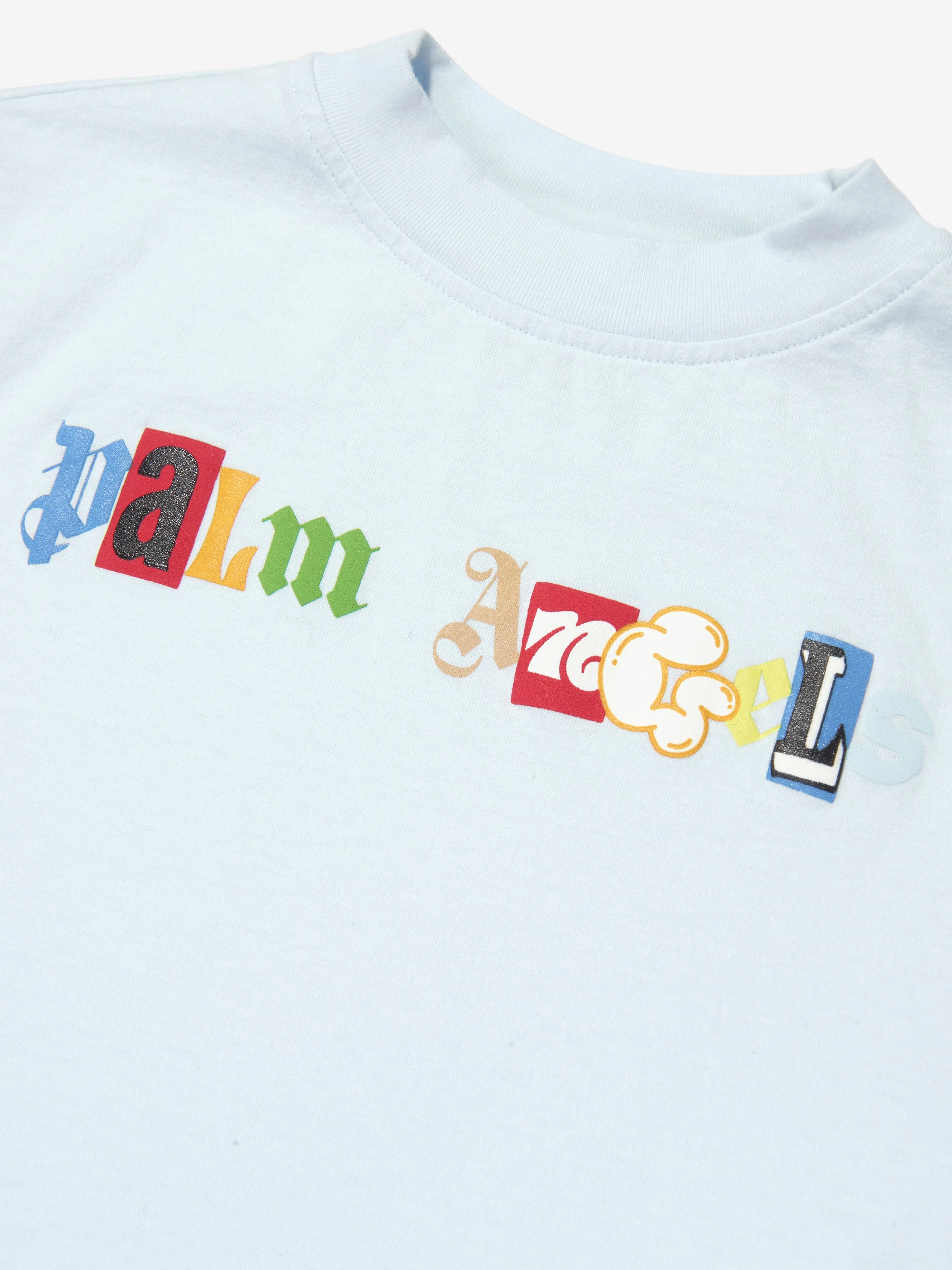 Palm Angels Boys PA Patchwork T-Shirt in Blue