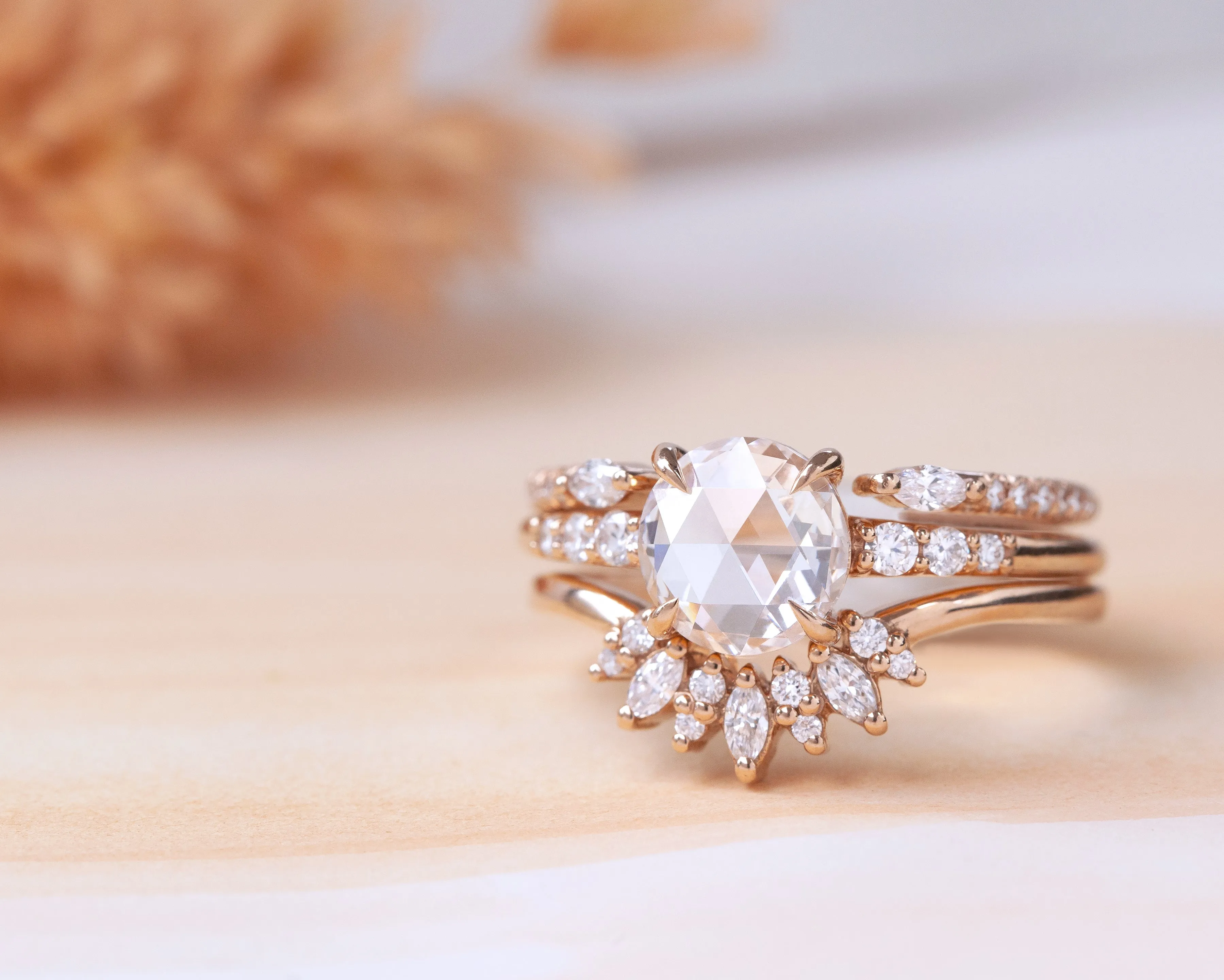 Petite Blossom Ring with Solid Band (Ready to Ship)