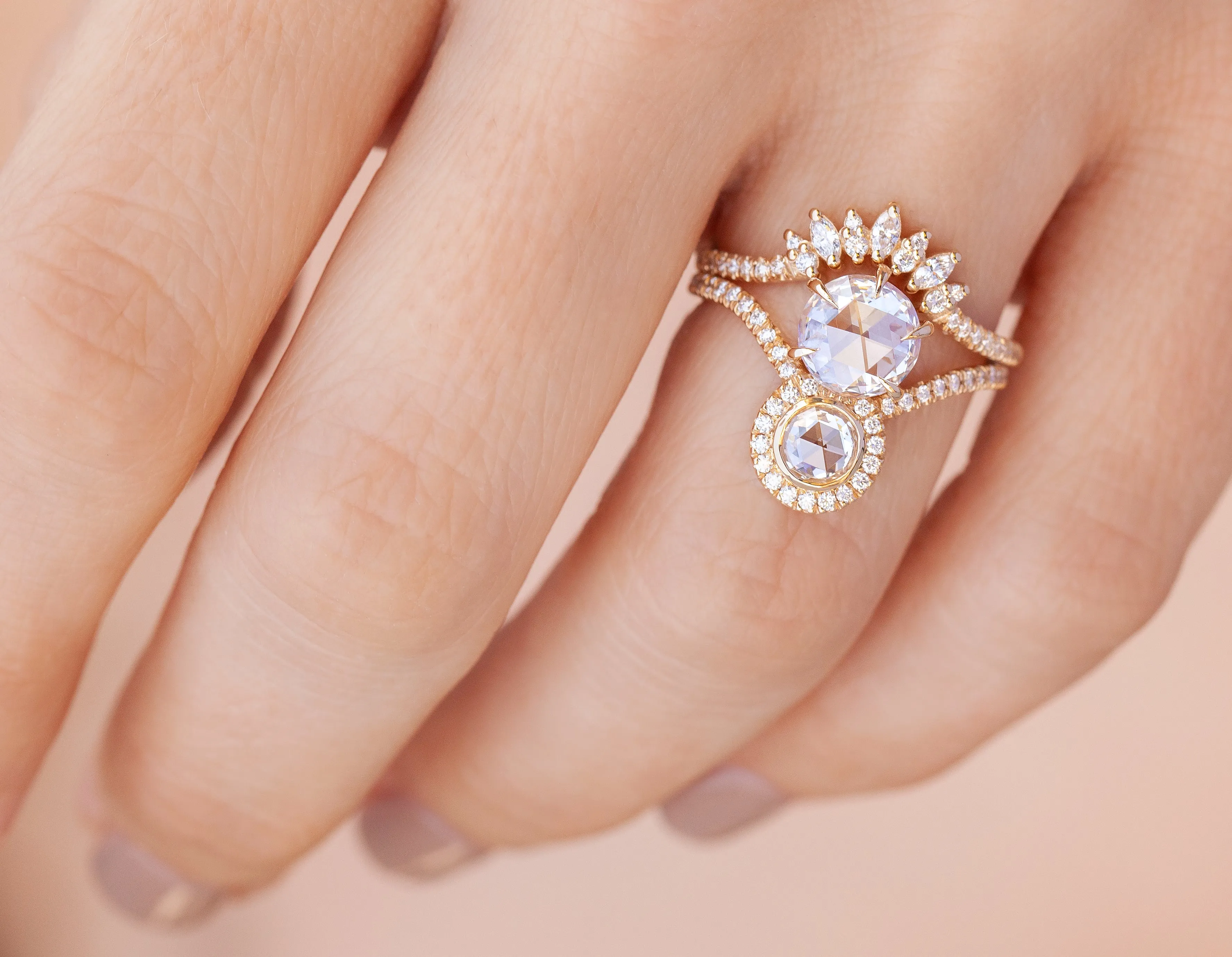 Petite Blossom Ring with Solid Band (Ready to Ship)