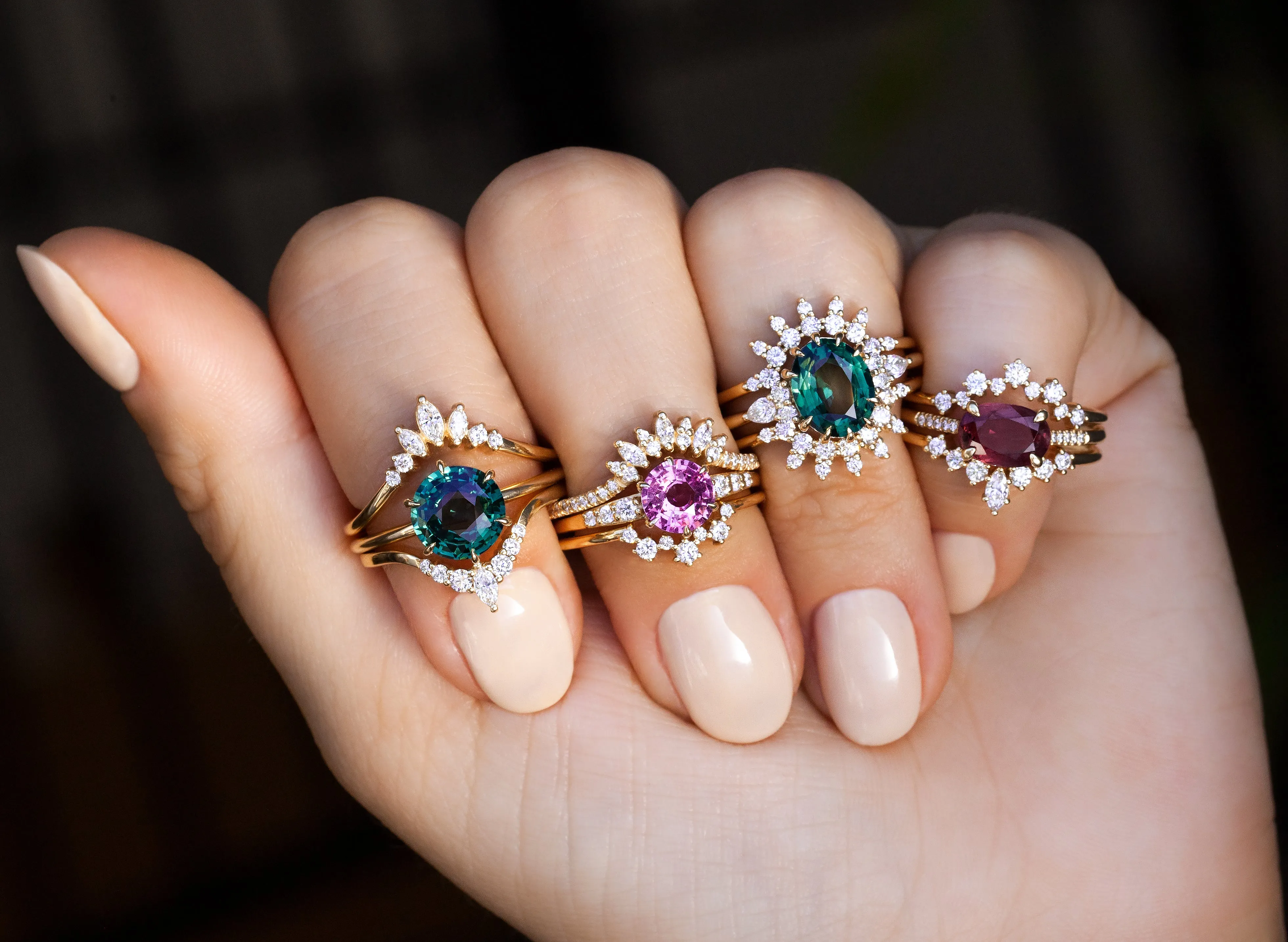 Petite Blossom Ring with Solid Band (Ready to Ship)