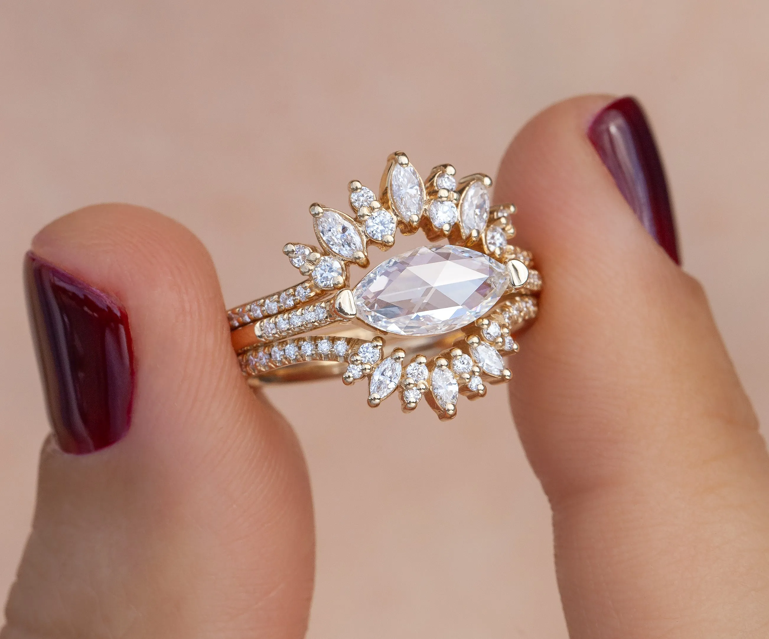 Petite Blossom Ring with Solid Band (Ready to Ship)