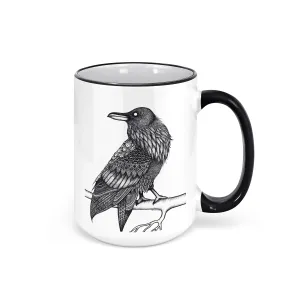 "Space Raven" (Black/White Version) - 15oz Coffee Mug
