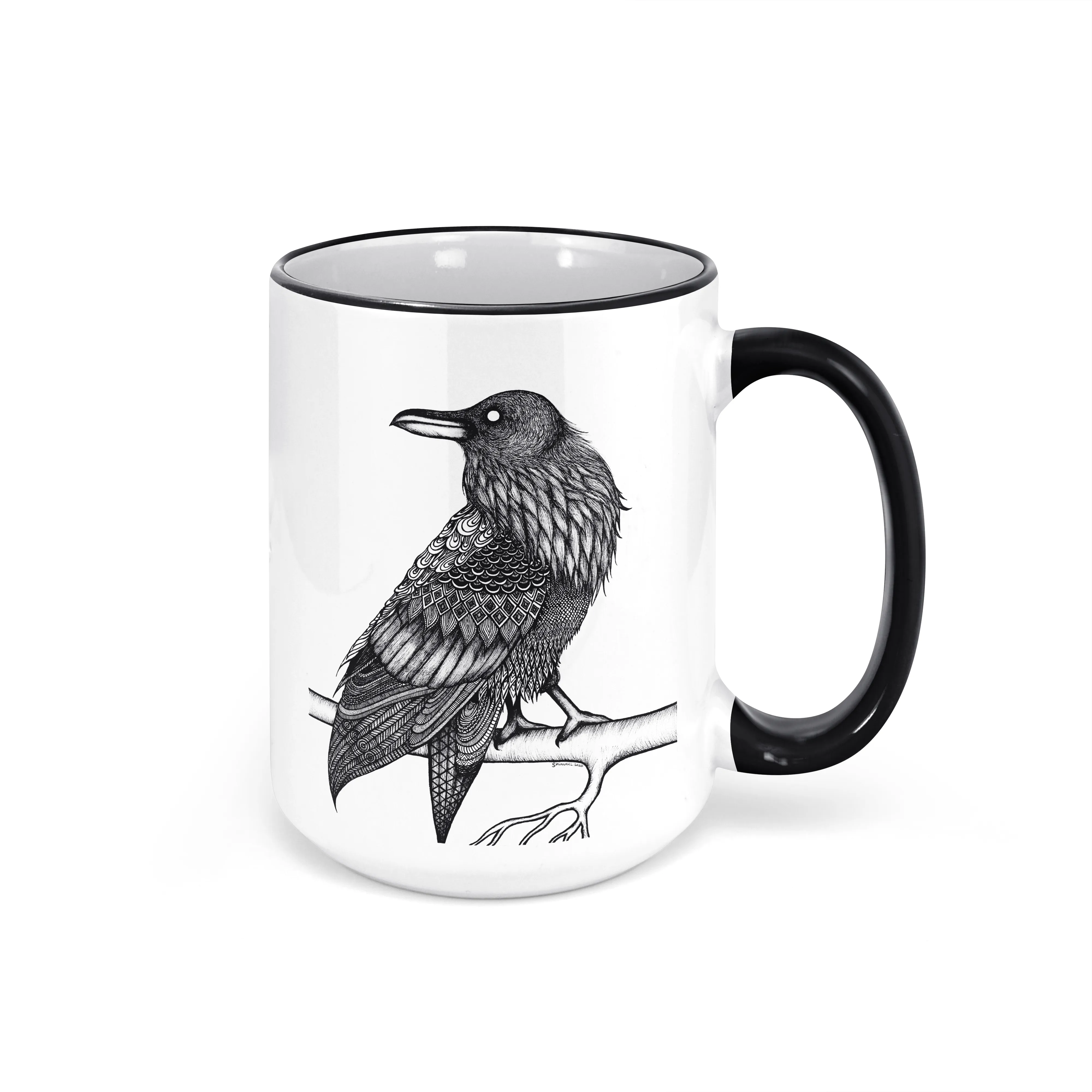 "Space Raven" (Black/White Version) - 15oz Coffee Mug