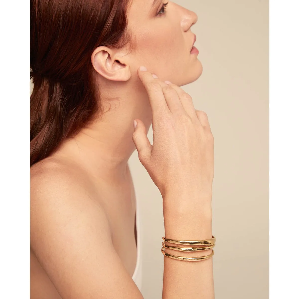 Rigid 18K gold-plated bracelet - PUL2440ORO