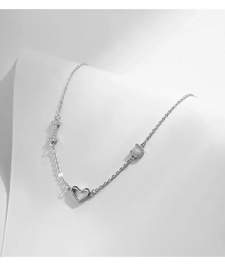 Romantic English Letter Love Sterling Silver Bracelet