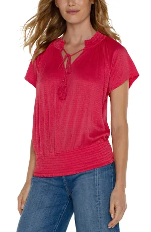 SHORT SLEEVE RAGLAN KNIT TOP