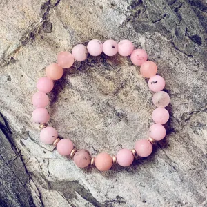 spirit nurturer // cherry blossom jasper and plated rose gold hematite mala bead bracelet