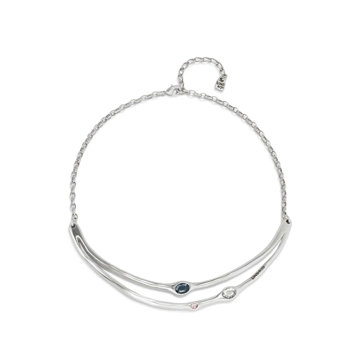 Sterling Silver-Plated Rigid Necklace with Black Crystals - COL1927MCLMTL0U